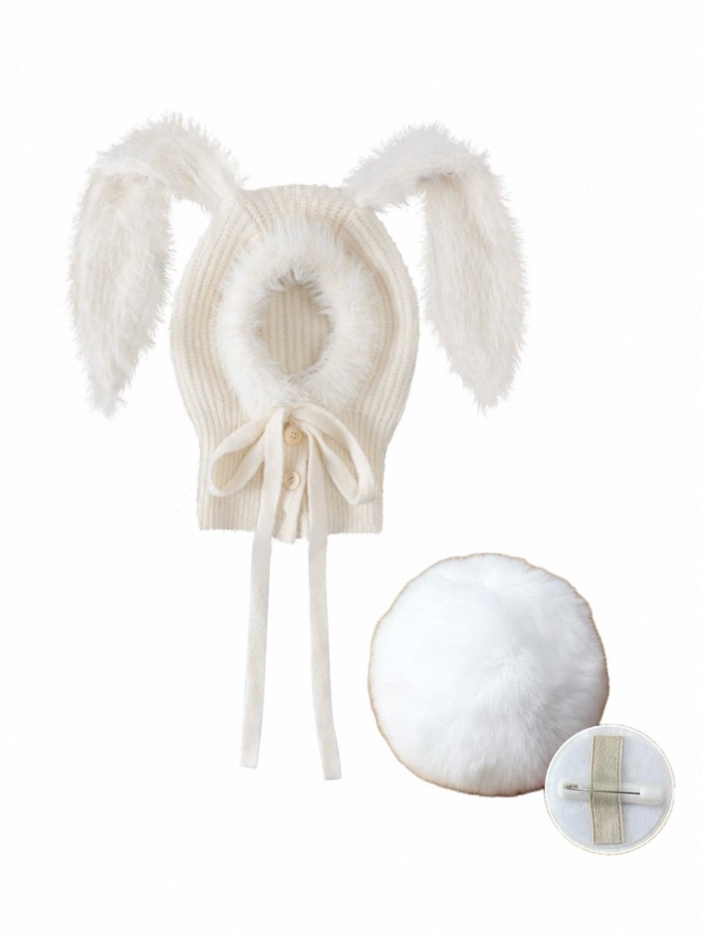 🐇SET 🪻Soft bunny knit hat and bunny scut 🐰